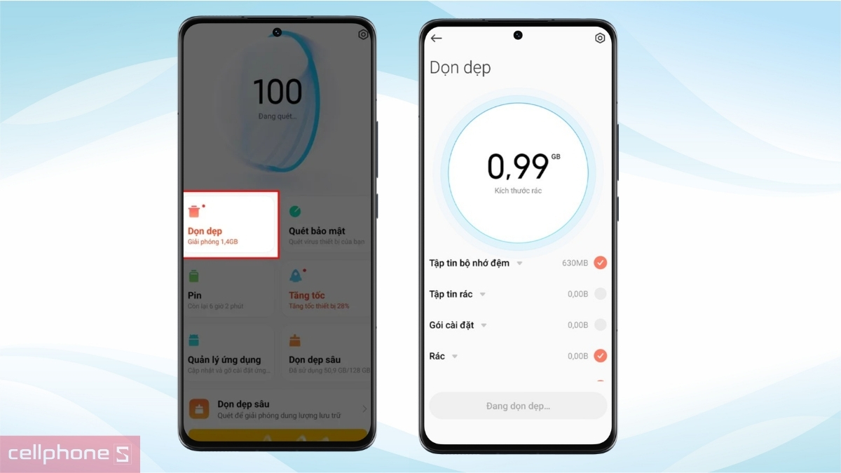 Hướng dẫn tính năng phân mảnh dữ liệu và dọn dẹp hệ thống trên Xiaomi 512GB