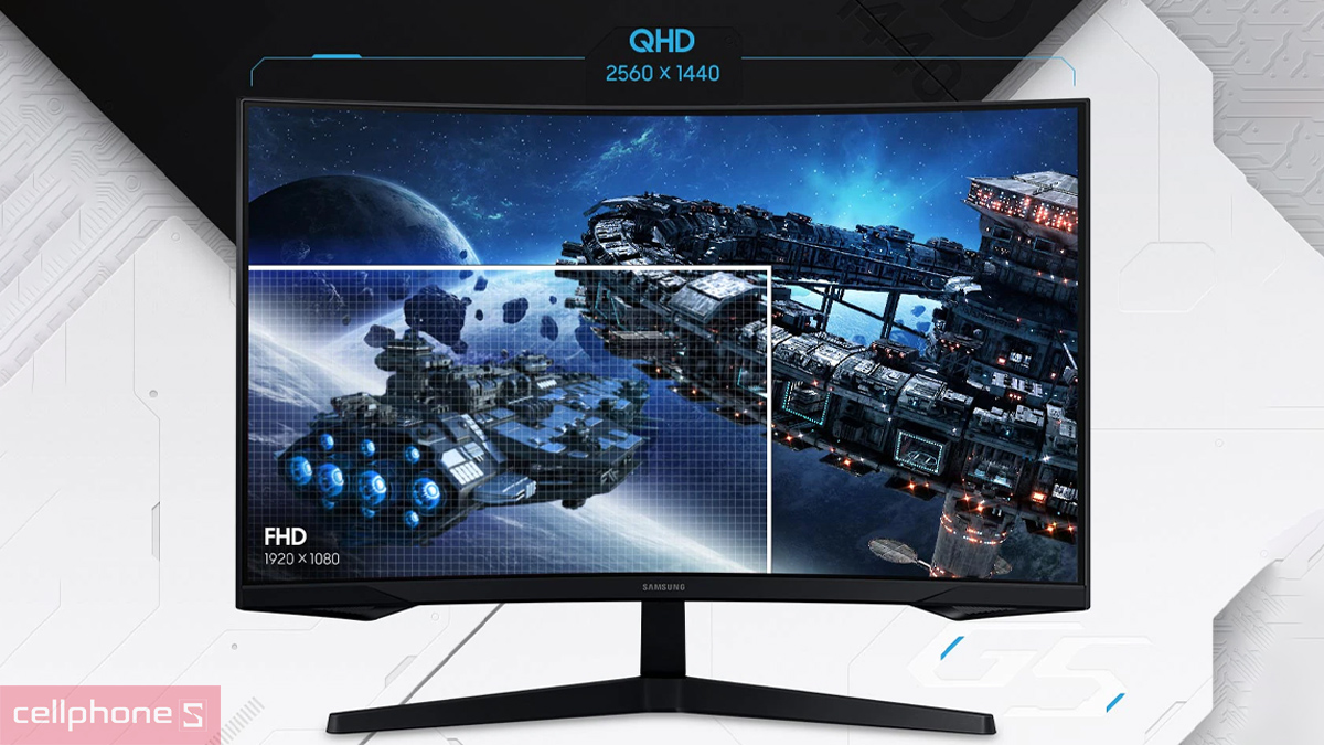 Màn hình 32 inch Samsung Odyssey G5 2K cong 1000R, tần số quét 165Hz