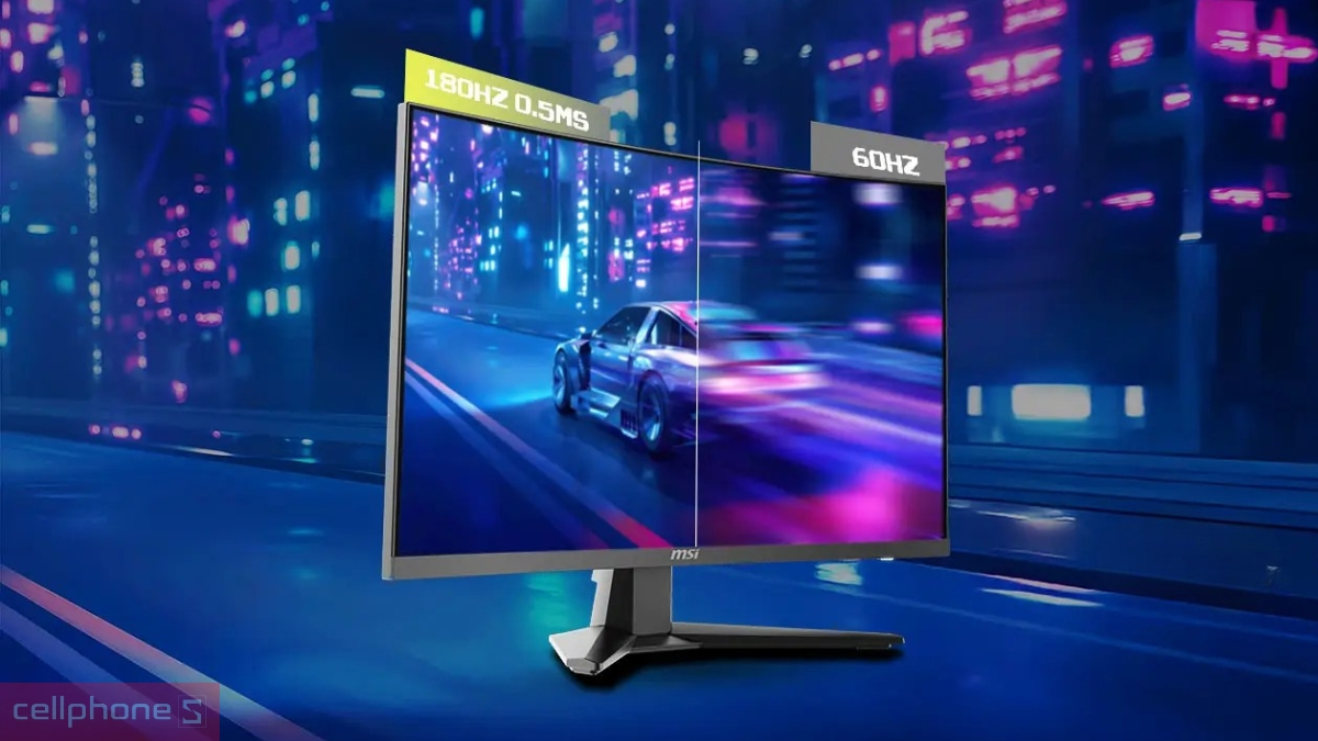 Màn hình 180 Hz nổi bật khi so sánh cùng 60Hz và 144Hz