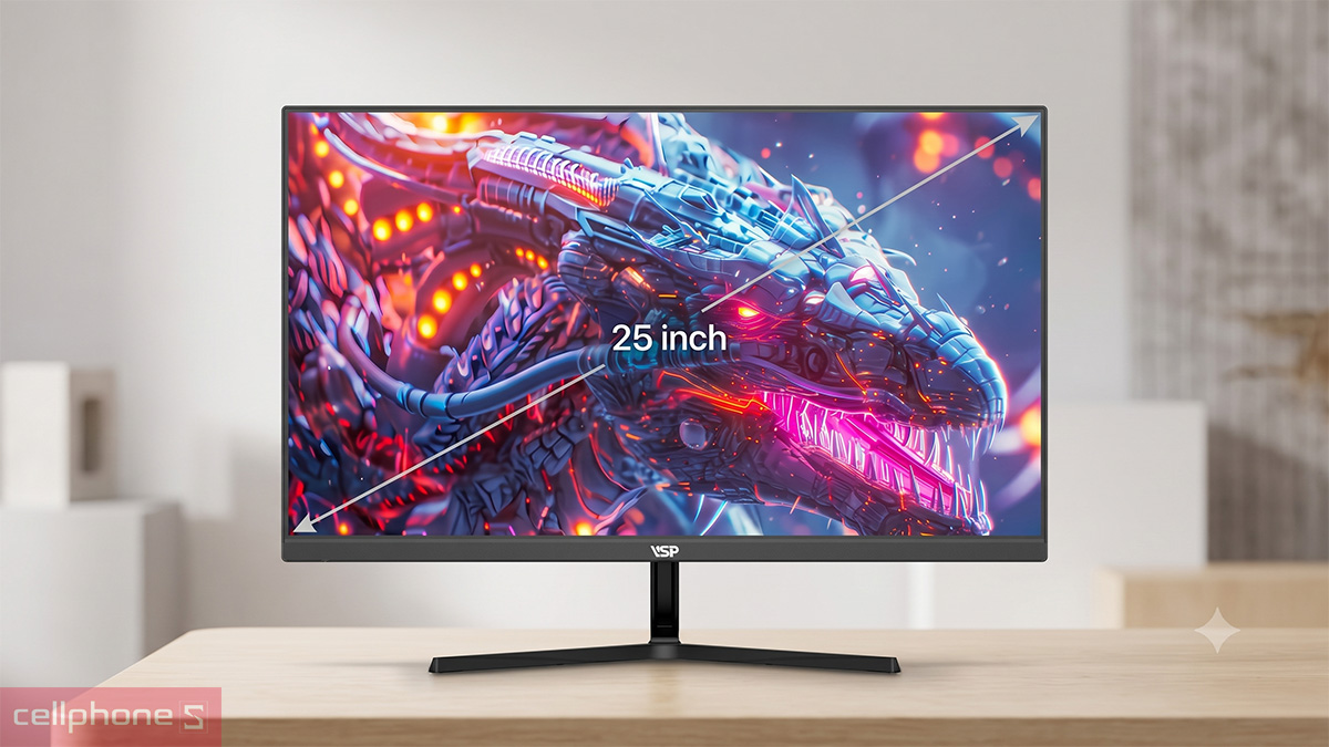 Màn hình 25 inch có đường chéo khoảng 63,5 cm theo tấm nền hiển thị