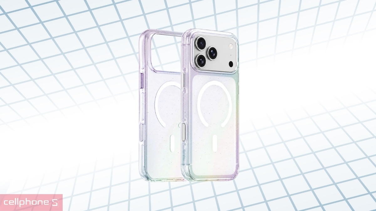 Ốp iPhone 18 Pro Wiwu trong suốt giữ nguyên màu máy kèm vòng MagSafe