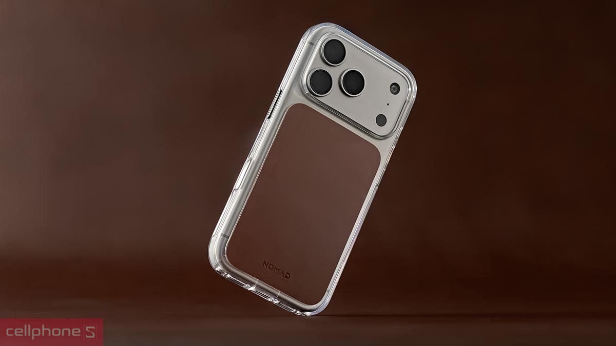 Ốp lưng iPhone 18 Pro Max17 Pro Max Nomad Clear Leather Horween Rustic hấp thụ lực qua đập tớt với viền TPU 360°
