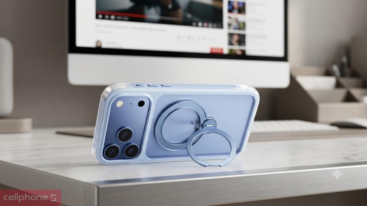 Vòng xoay MagSafe 360 độ trên ốp lưng iPhone 18 Pro Max17 Pro Max Wiwu Areoshield Ultra Airbag AS-203 chỉnh ngang dọc linh hoạt