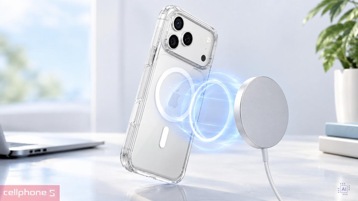 Ốp lưng iPhone 18 Pro Max17 Pro Max Wiwu Crystalshield Pro CS-202 tương thích với phụ kiện sạc không dây MagSafe