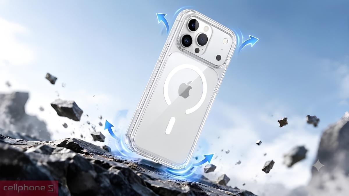 Ốp lưng iPhone 18 Pro Max17 Pro Max Wiwu Crystalshield Pro CS-202 hạn chế va đập đạt chuẩn quân sự