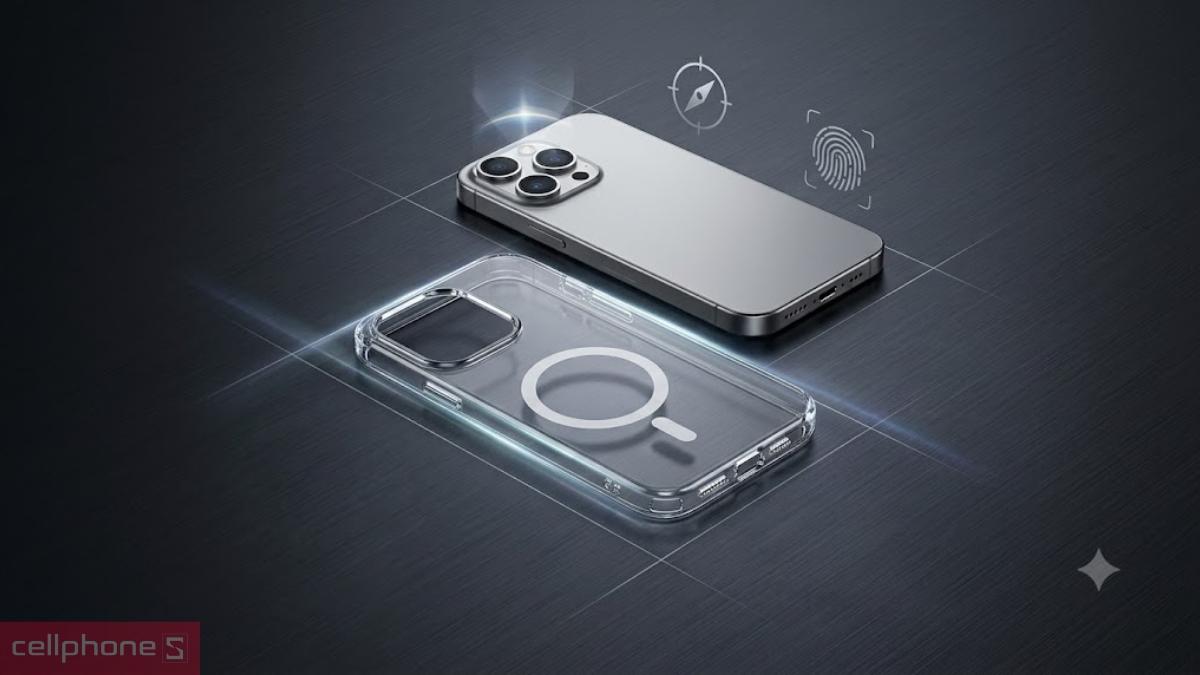Ốp lưng iPhone 18 Pro/17 Pro Mipow Tempered Glass with MagSafe Transparent với thiết kế siêu mỏng giúp giữ nguyên vẻ đẹp nguyên bản