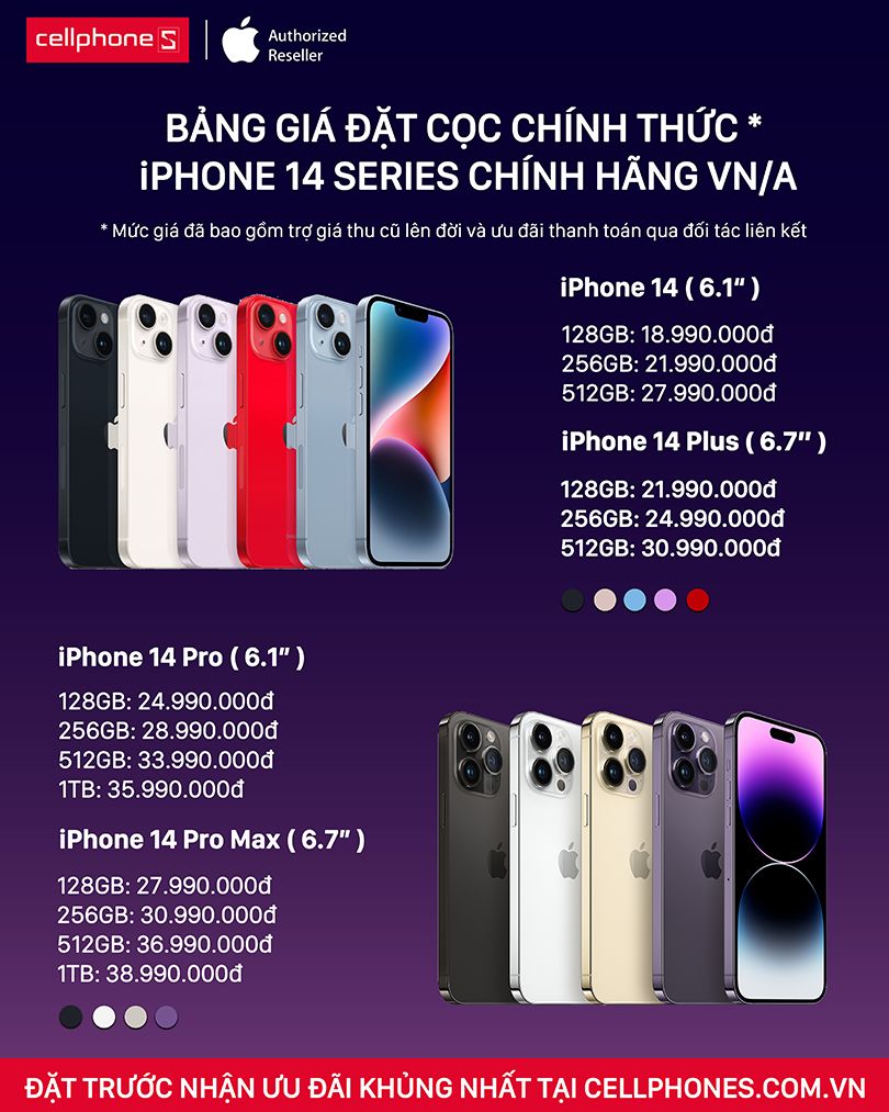 iPhone 14 phiên bản 256GB giá bao nhiêu?