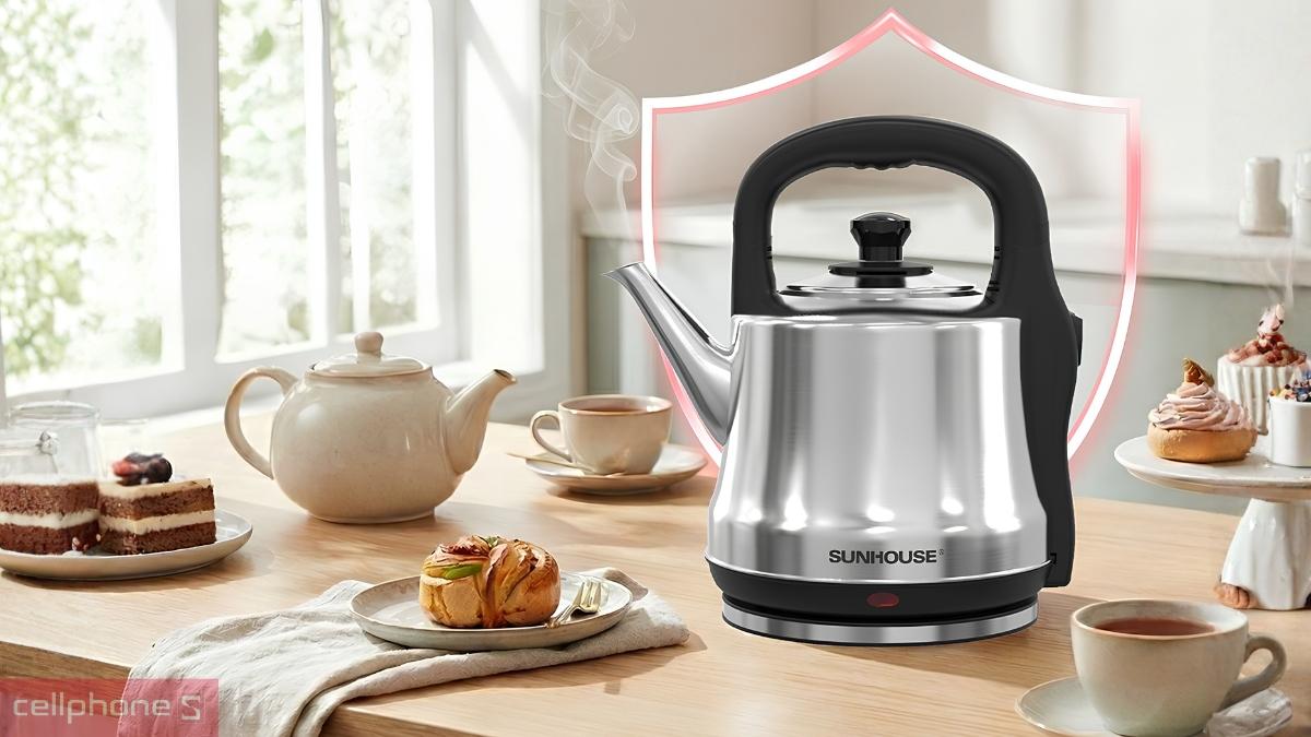 Ấm siêu tốc Inox 5L Sunhouse SHD1403 trang bị hệ thống rơ-le ngắt khi quá nhiệt an toàn