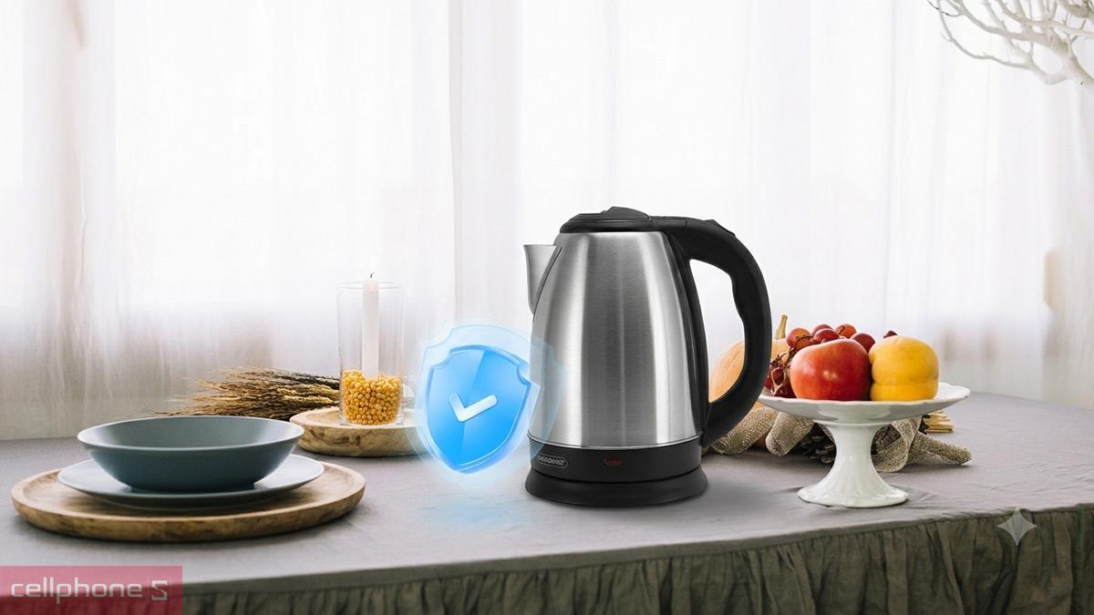Ấm siêu tốc inox Sunhouse SHD1182GT tự ngắt khi nước sôi, cạn nước hoặc quá nhiệt