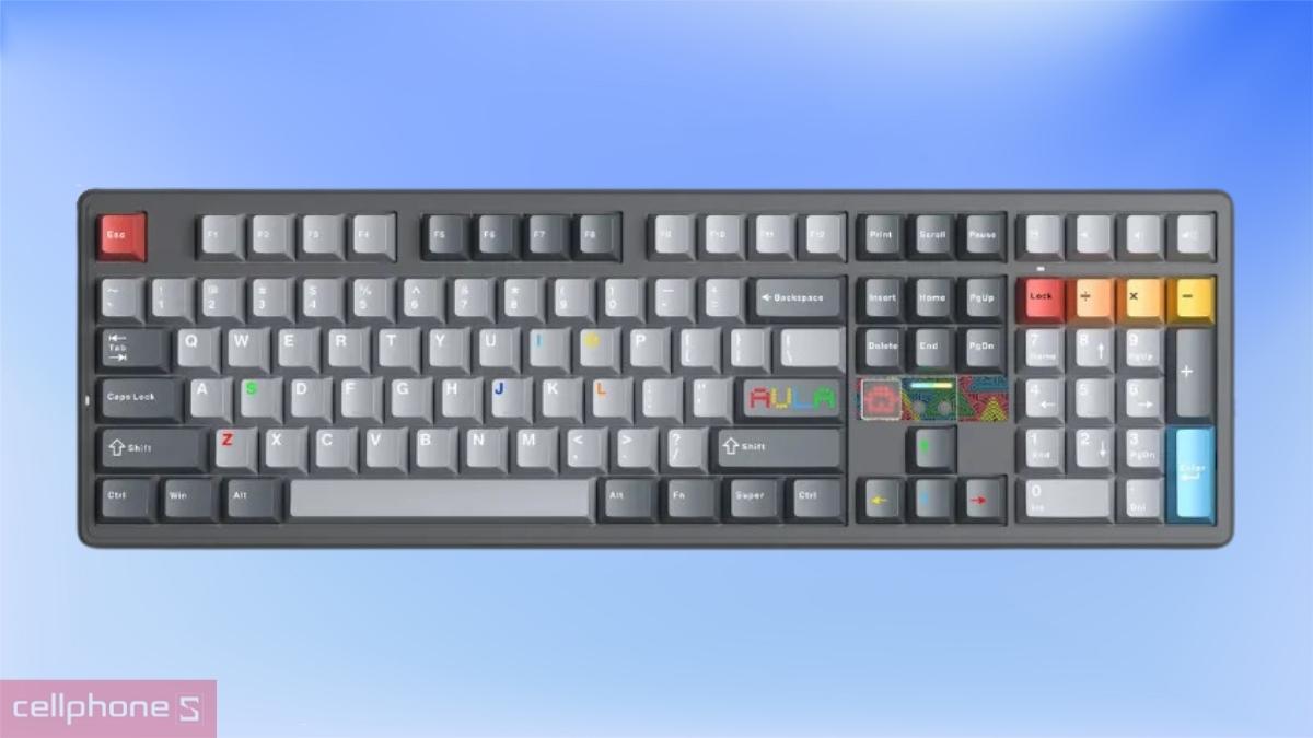 Thiết kế bàn phím cơ không dây Aula F108 Pro V2 đen xám