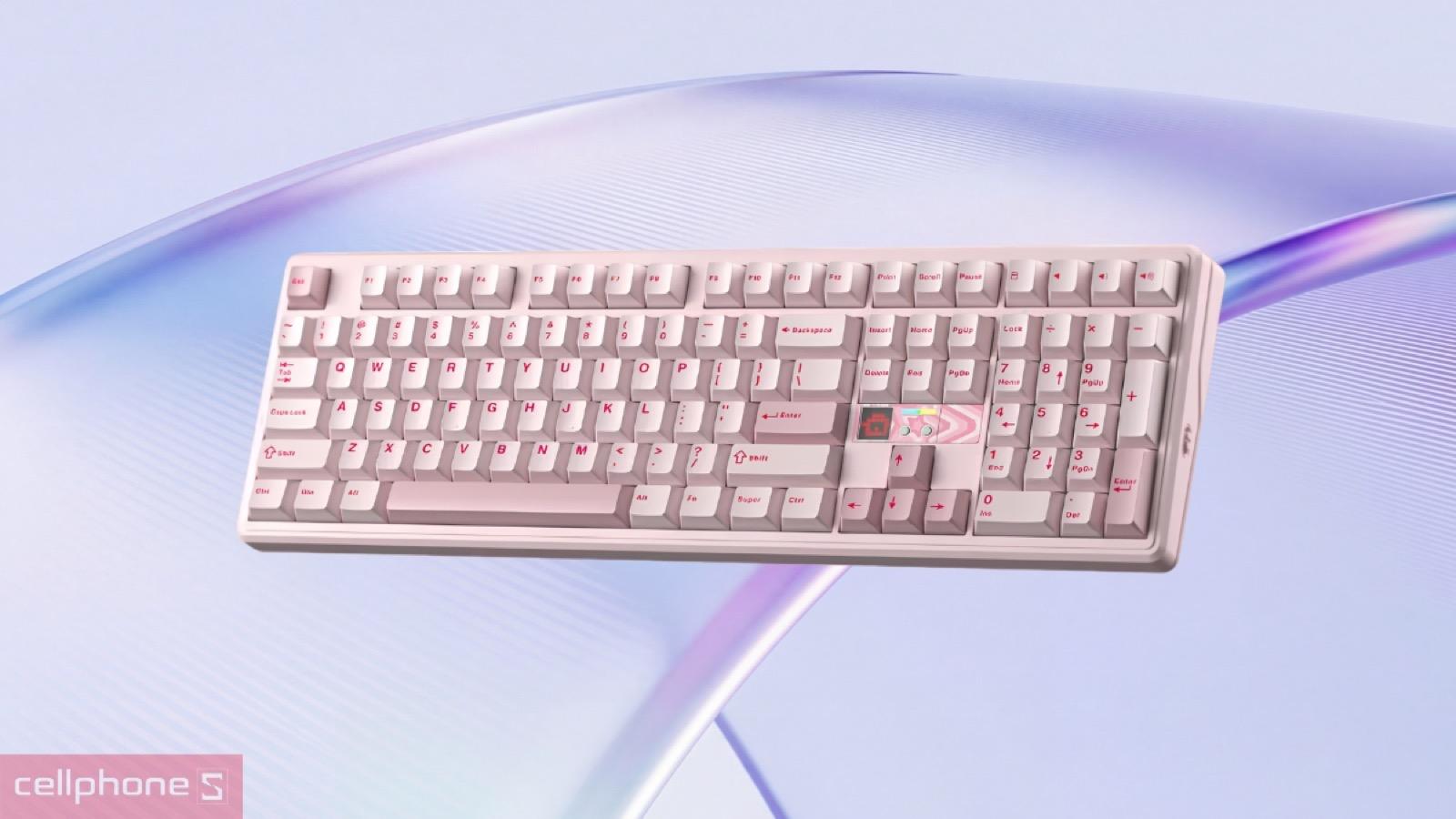 Thiết kế màu hồng pastel nổi bật của Bàn phím cơ không dây Aula F108 Pro V2 hồng