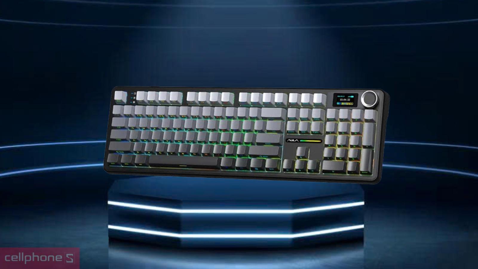 Bộ keycap PBT Double-Shot bền bỉ của Bàn phím cơ không dây Aula F108 Pro V2 xám đen Gradient