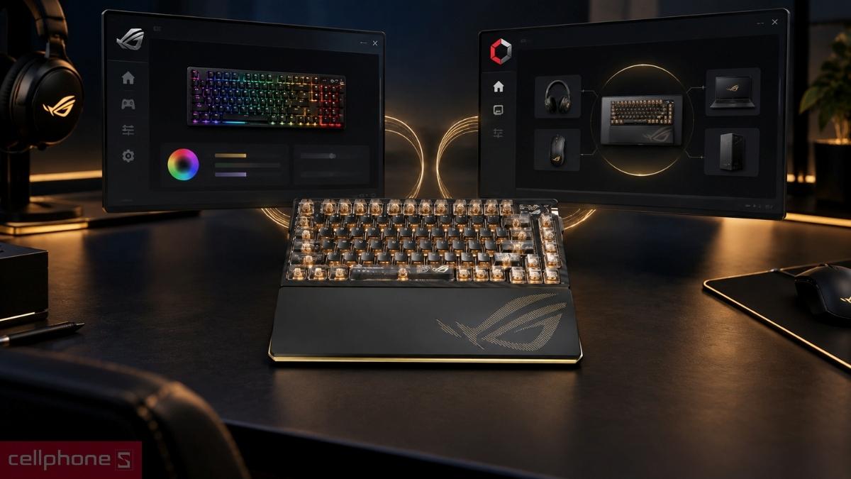 Bàn phím cơ Asus ROG Azoth Extreme Edition 20 quản lý macro và đèn RGB qua Armoury Crate