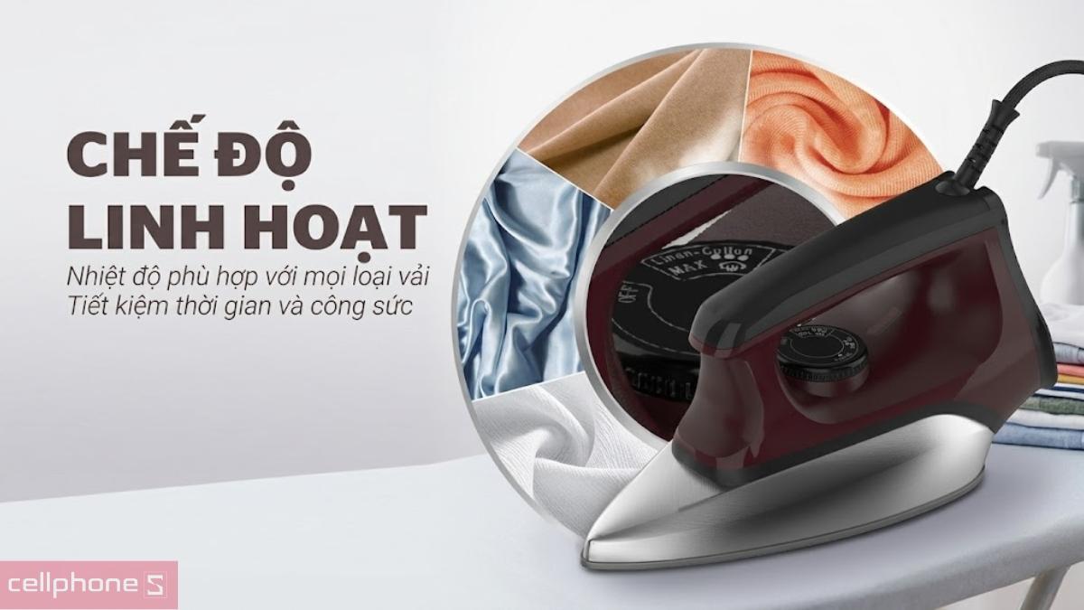 5 chế độ nhiệt của bàn ủi hơi nước Sunhouse Mama SHD2071