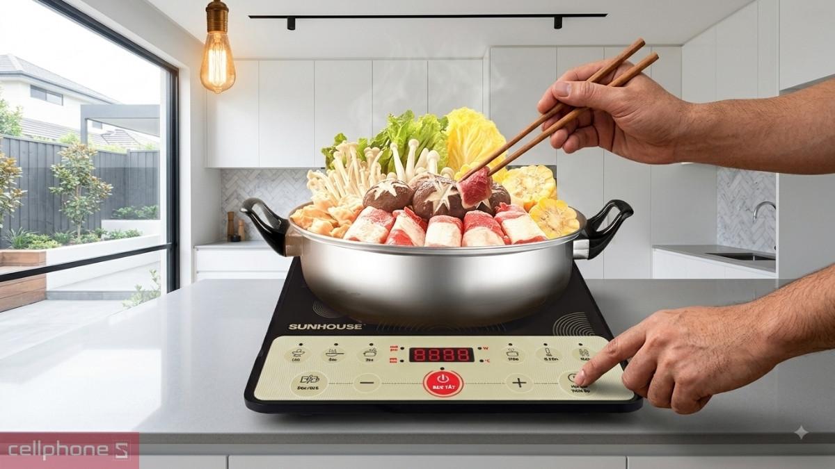 Chức năng, mức nhiệt của bếp điện từ cơ Sunhouse SHD6162