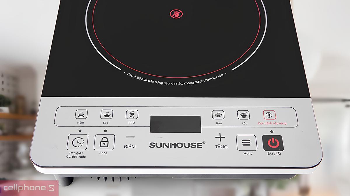 Bếp hồng ngoại cảm ứng Sunhouse SHD6005 có 5 chế độ nấu, gồm: hầm, súp, BBQ, rán, lẩu
