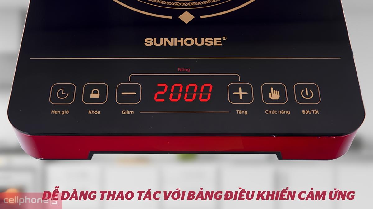 Bếp hồng ngoại cảm ứng Sunhouse SHD6014 dễ dàng thao tác với bảng điều khiển cảm ứng