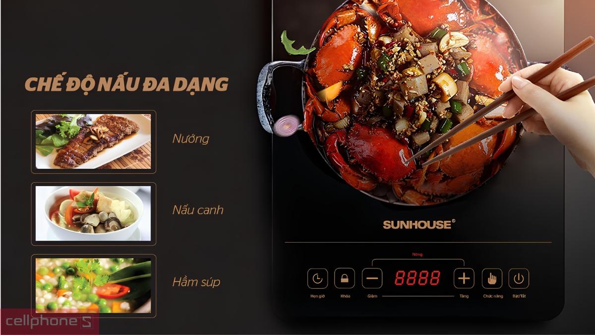 Bếp hồng ngoại cảm ứng Sunhouse SHD6014 được cài đặt sẵn 5 chế độ nấu linh hoạt