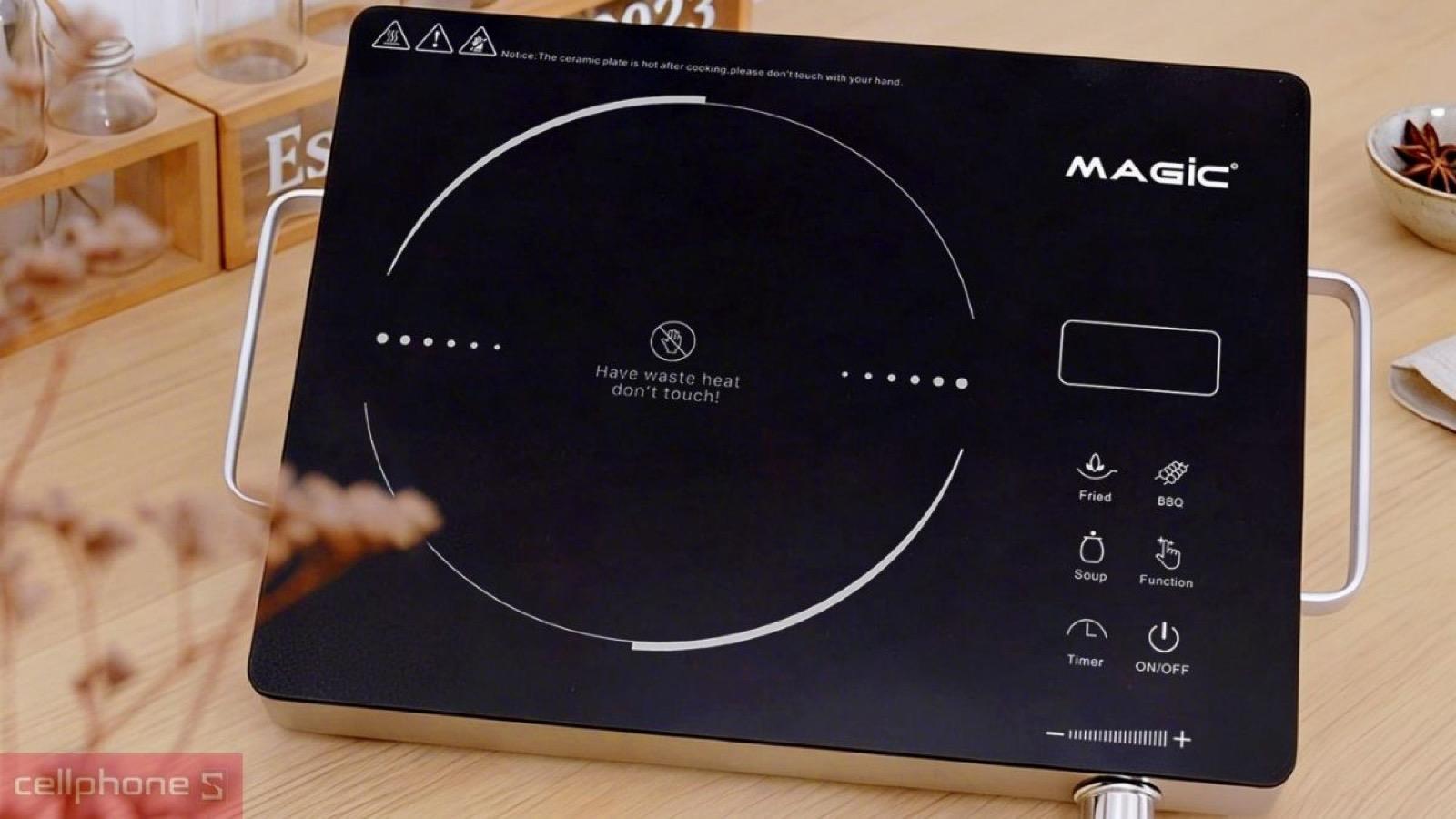 Thiết kế bếp đơn nhỏ gọn của Bếp hồng ngoại Magic A-55 đặt trên bàn bếp