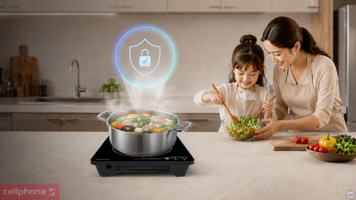 An toàn cho gia đình với bếp từ đơn Hòa Phát HPC 3S16H