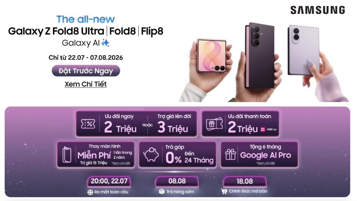 Ưu đãi đặt trước Samsung Galaxy Z8 Series tại CellphoneS với phiếu mua hàng và trả góp 0%