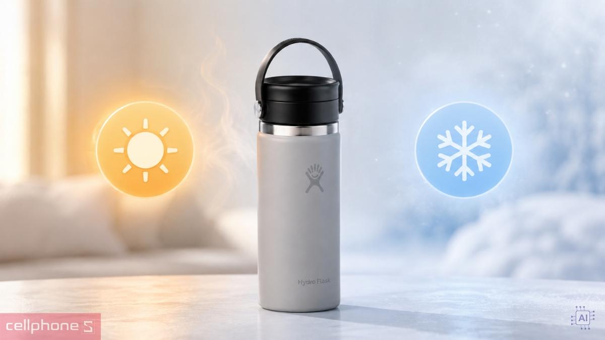 Bình giữ nhiệt Hydro Flask Wide Flex Sip Lid 473ml W16BCX có khả năng giữ nóng 12 giờ và giữ lạnh đến 24 giờ
