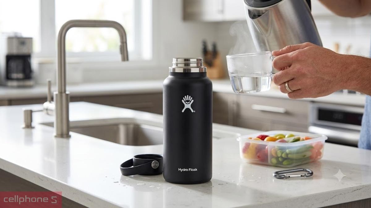 Bình nước giữ nhiệt Hydro Flask Wide Flex Straw Cap 946ml W32BFS sở hữu tính năng tiện ích, cải thiện trải nghiệm sử dụng