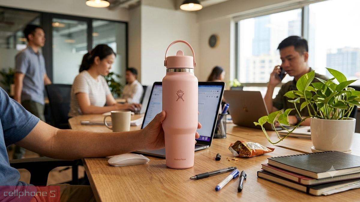 Bình giữ nhiệt Hydro Flask Wide Flex Straw Travel Bottle 1182ml WT40CFS dung tích lớn, chứa được nhiều nước để uống lâu
