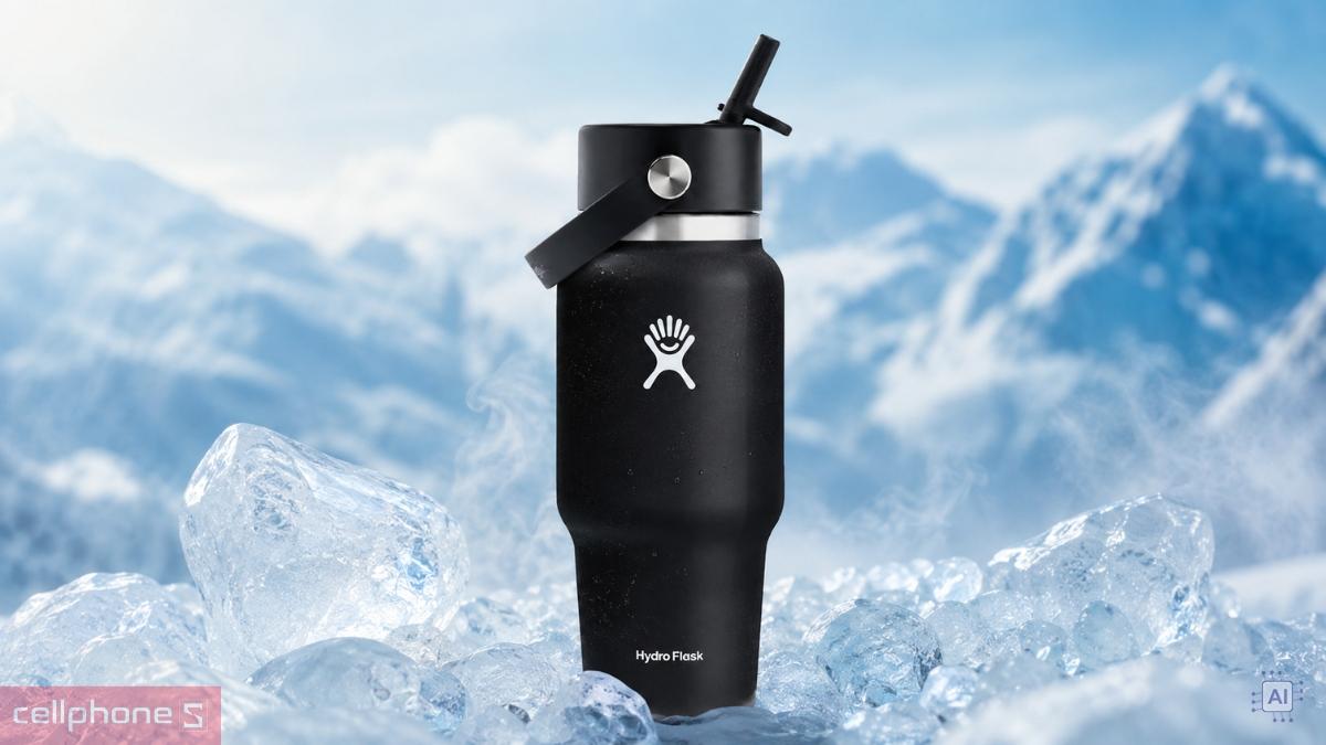 Bình giữ nhiệt Hydro Flask Wide Flex Straw Travel Bottle 710ml WT24BFS có thể giữ lạnh lâu lên đến 24 tiếng