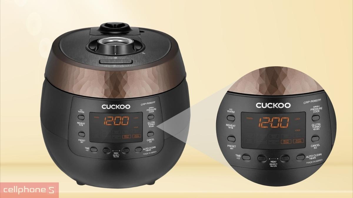 Nồi cơm điện tử áp suất Cuckoo CRP-R0612F/BKSBCRVNCV có 9 chế độ nấu linh hoạt