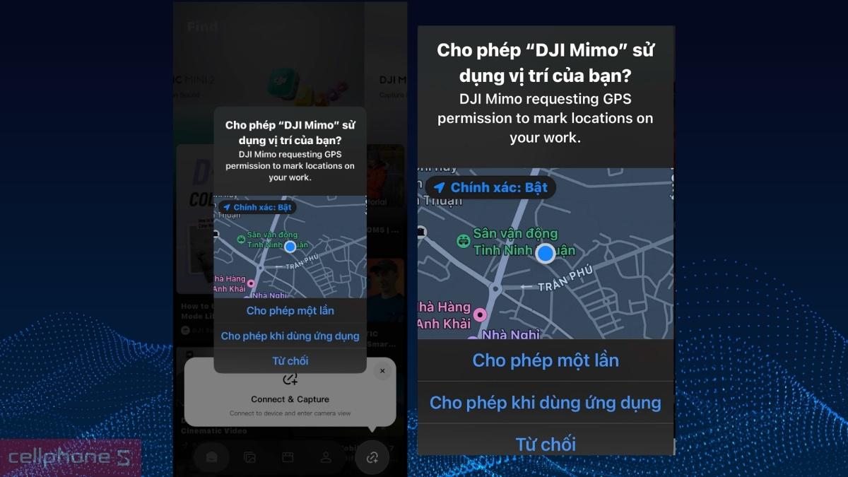 Cho phép DJI Mimo truy cập được các thông tin vị trí