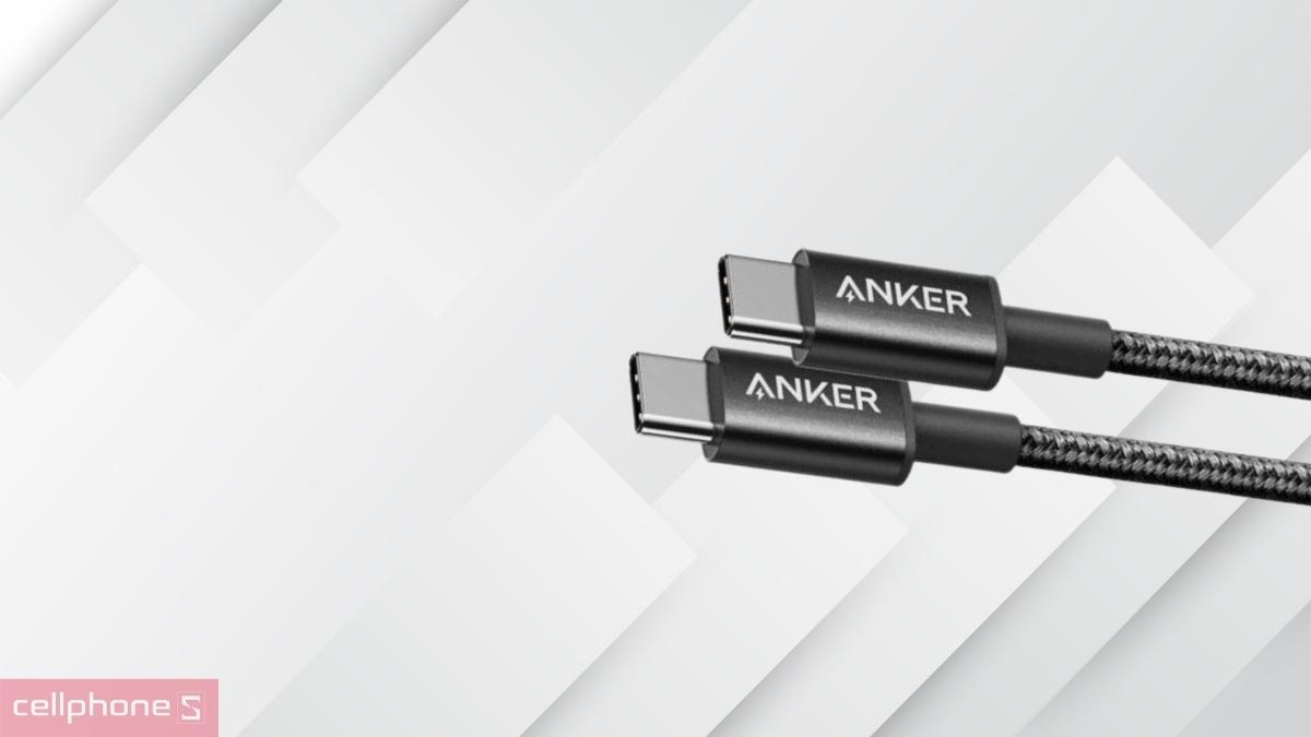 Thiết kế bền bỉ với lớp vỏ nylon bện kép của Cáp Anker C-C 60W 1m A8752