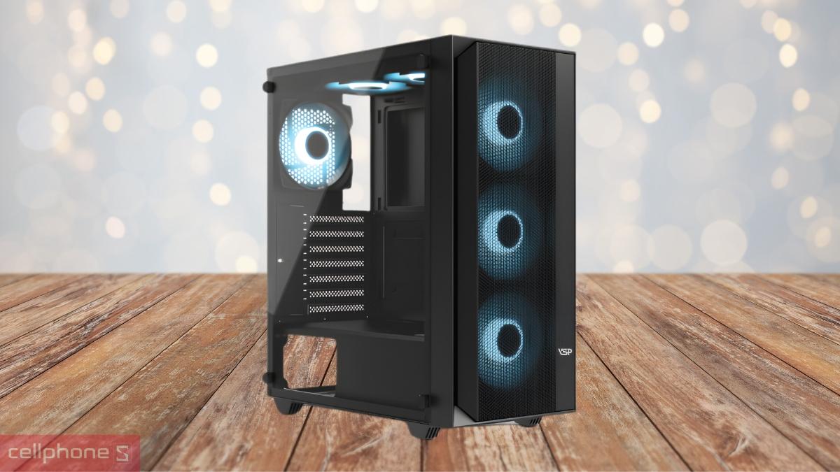 Không gian bên trong case máy tính VSP V3 3F ATX