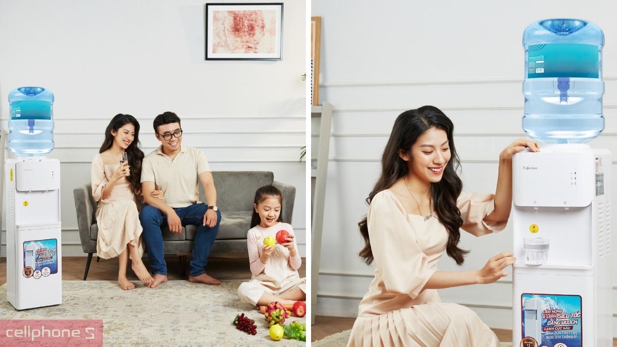 Cây nước nóng lạnh Fujihome WD531C thiết kế trụ đứng tối giản với tông màu trắng trang nhã