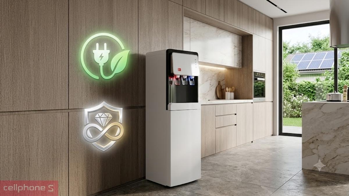 Cây nước nóng lạnh hút bình Hòa Phát HHC363 có khả năng tiết kiệm điện năng và sử dụng bền bỉ trong thời gian dài