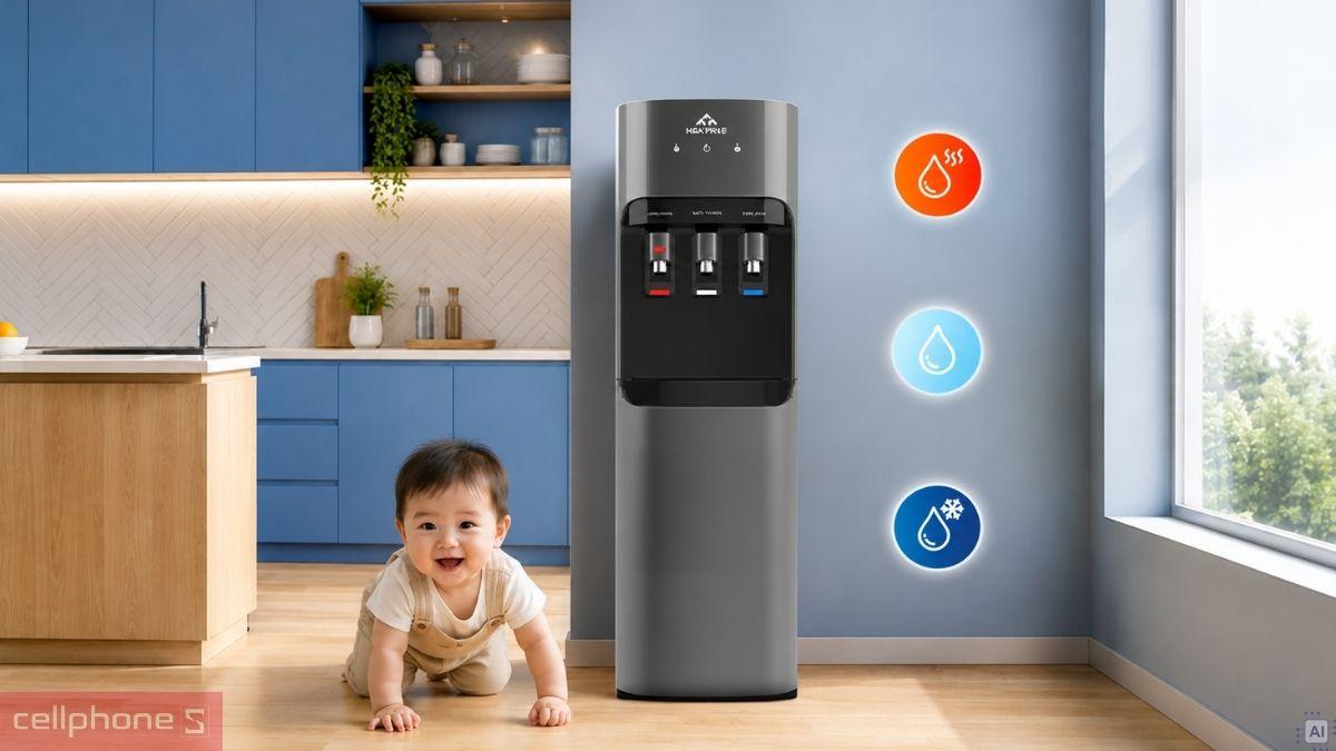 Tiện ích cây nước nóng lạnh hút bình Hoà Phát HHC366