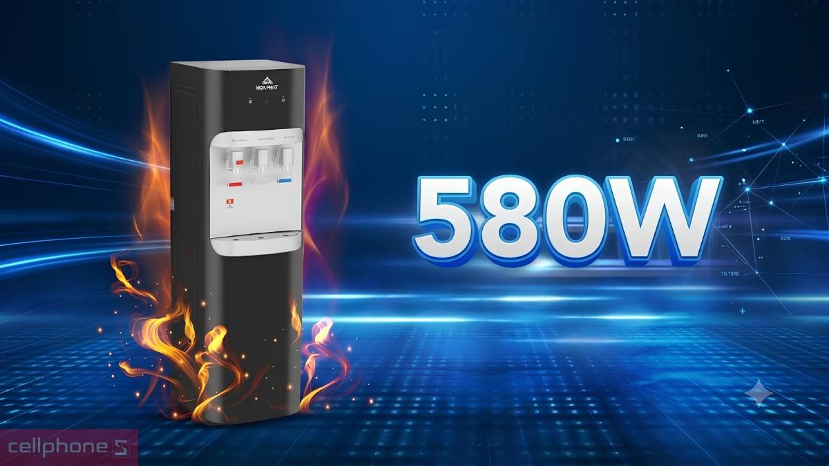 Công suất đun nóng của cây nước nóng lạnh hút bình Hòa Phát HHC385