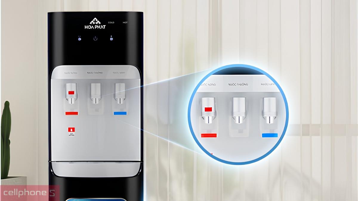 Hệ thống vòi nước của cây nước nóng lạnh hút bình Hòa Phát HHC385