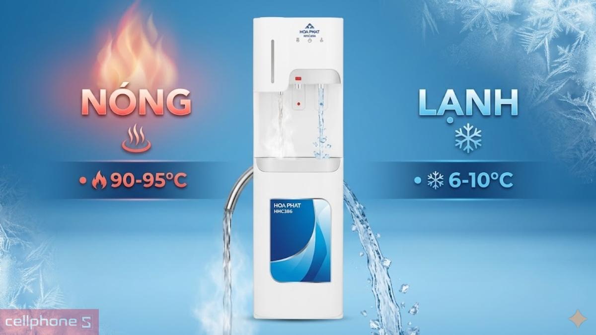 Hai chế độ của cây nước nóng lạnh hút bình Hòa Phát HHC386