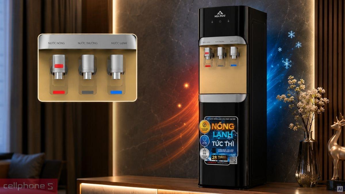 3 vòi nước cây nước nóng lạnh hút bình Hoà Phát HHC388