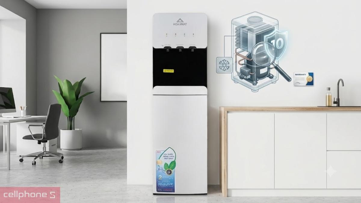 Cây nước nóng lạnh hút bình Hòa Phát HWP B1CI được hỗ trợ bảo hành linh kiện thời gian dài