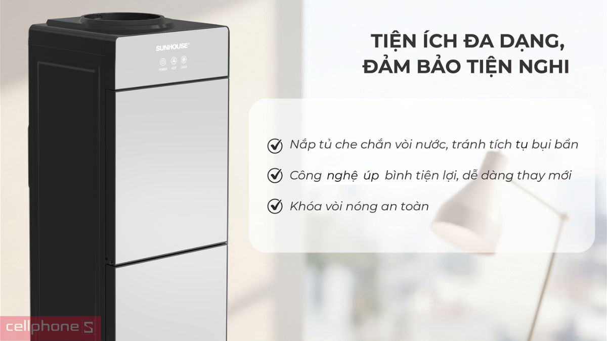Cây nước nóng lạnh SUNHOUSE SHD9635 tiện ích đa dạng