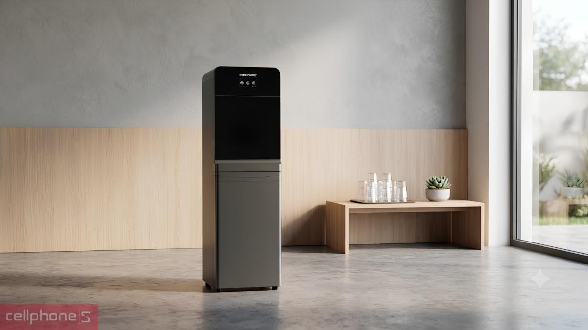Chuẩn kháng nước IPX1 cây nước nóng lạnh Sunhouse SHD9636 giúp ngăn nước tiếp xúc với linh kiện.