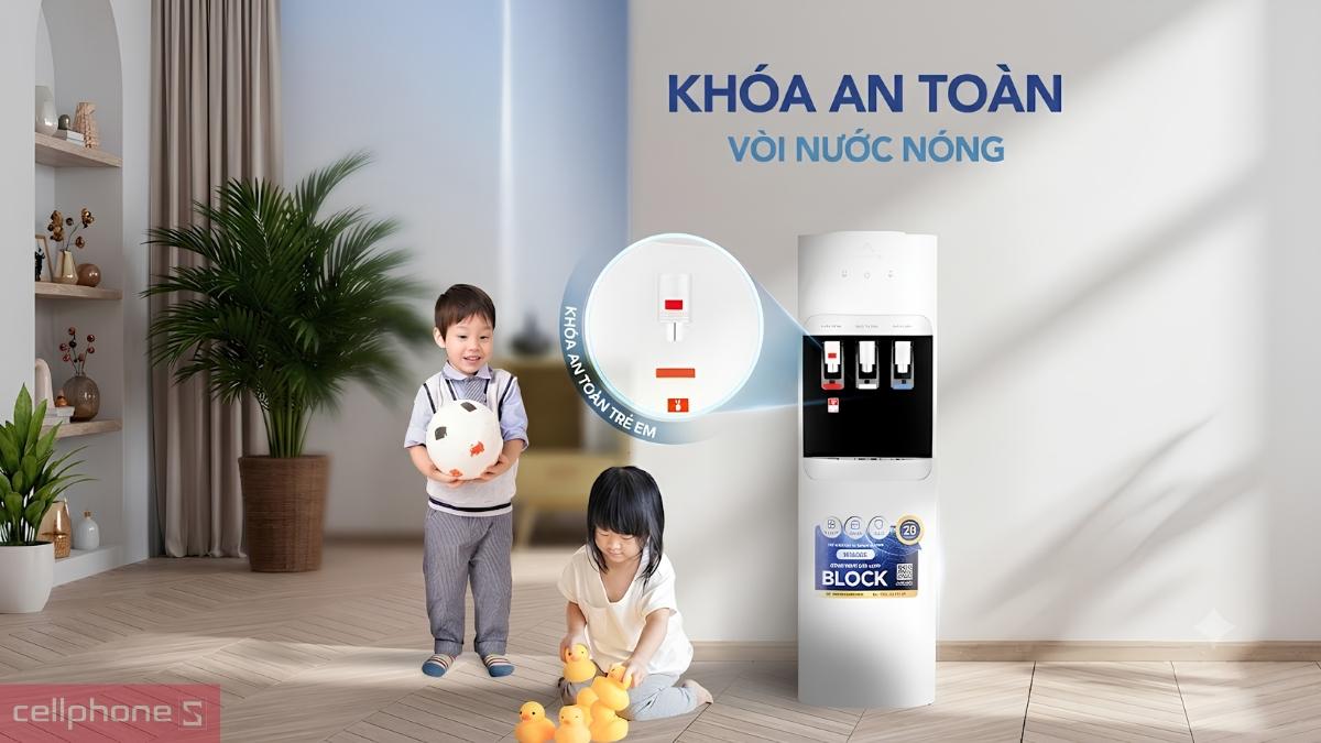 Cây nước nóng lạnh úp bình Hòa Phát HTL266 trang bị khóa an toàn vòi nước nóng