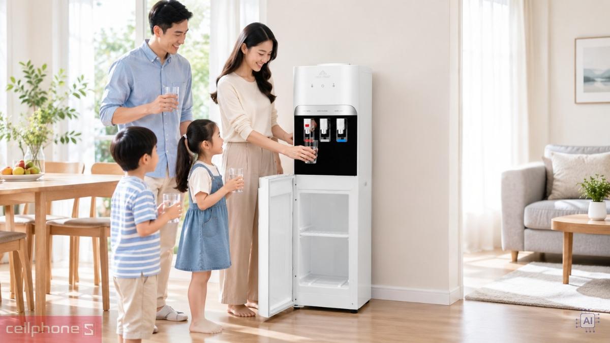Cây nước nóng lạnh úp bình Hòa Phát HTL266 phục vụ tốt cho các gia đình đông người