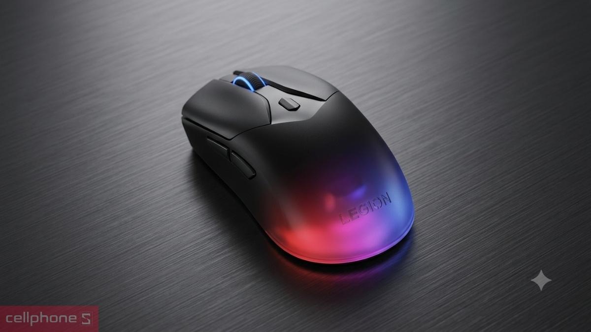 Thiết kế của chuột gaming Lenovo Legion M410 Wireless RGB