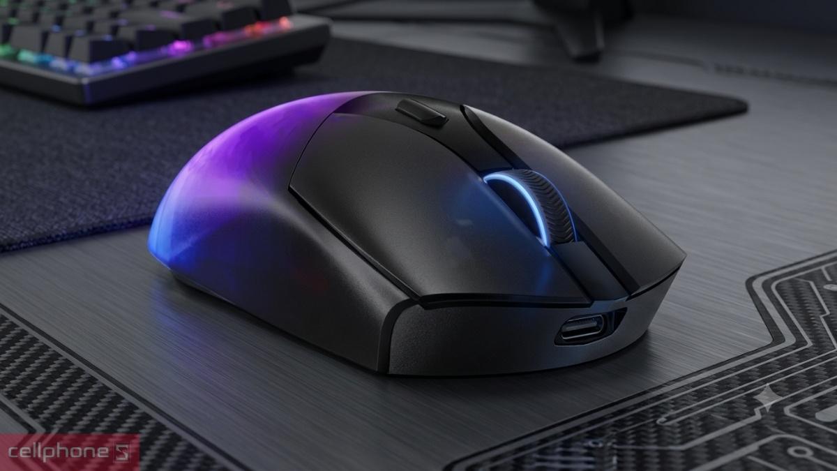 Đèn LED trên chuột gaming Lenovo Legion M410 Wireless RGB