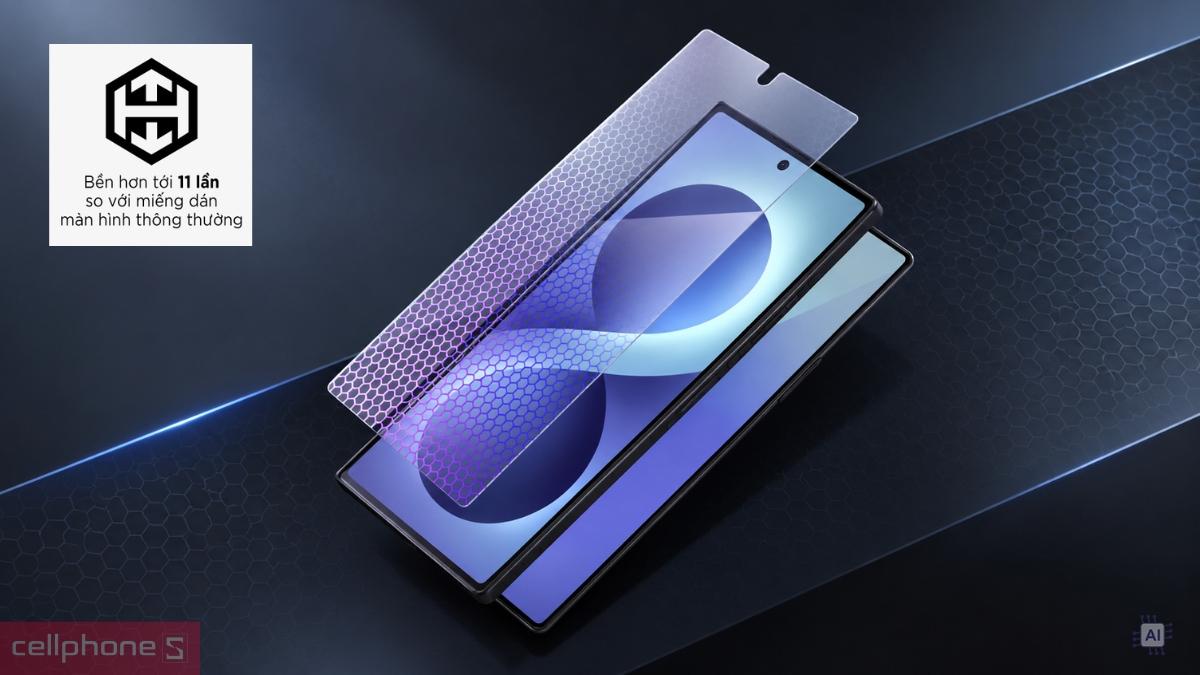 Dán kính cường lực màn hình Samsung Galaxy Z Fold 8 ZAGG InvisibleShield Glass XTR5 không viền có khay hỗ trợ dán gia cố Graphene