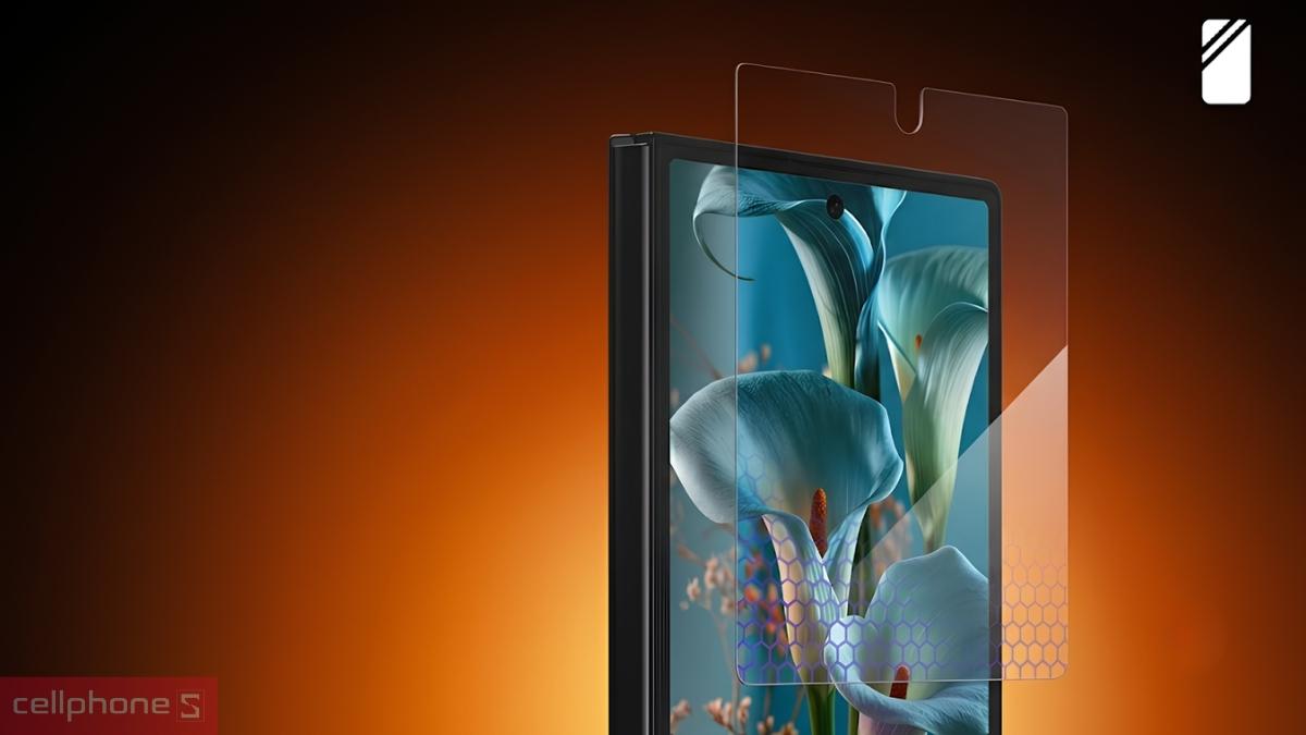 Dán kính cường lực màn hình Samsung Galaxy Z Fold 8 ZAGG InvisibleShield Glass XTR5 không viền có khay hỗ trợ dán giảm phản chiếu