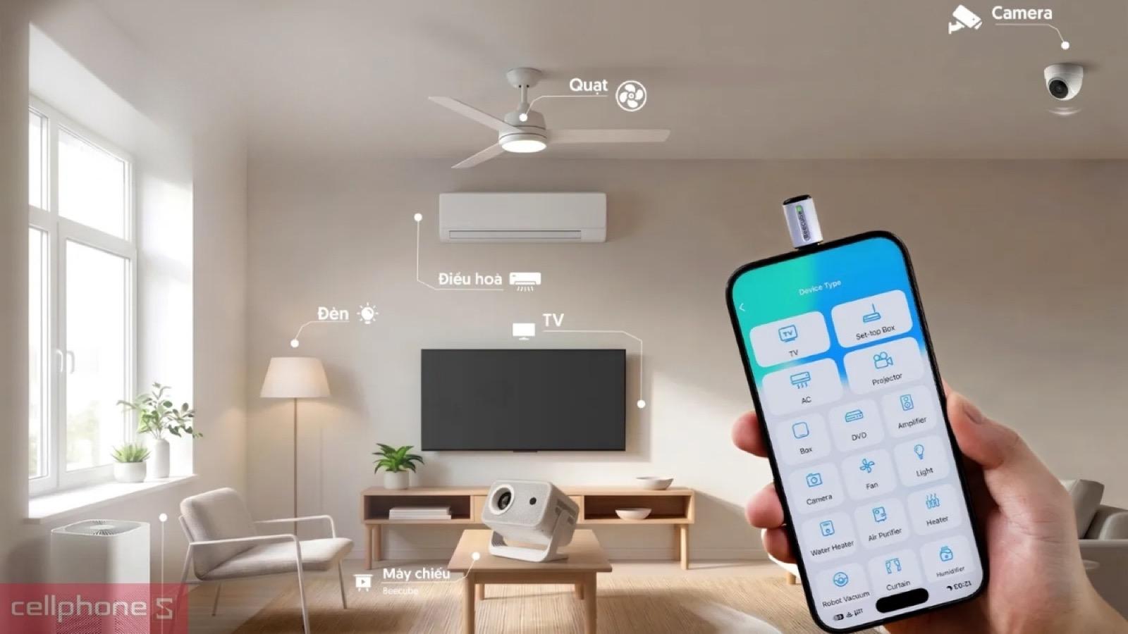 Beecube Remotee Type-C điều khiển TV, điều hòa, quạt và máy chiếu bằng một ứng dụng